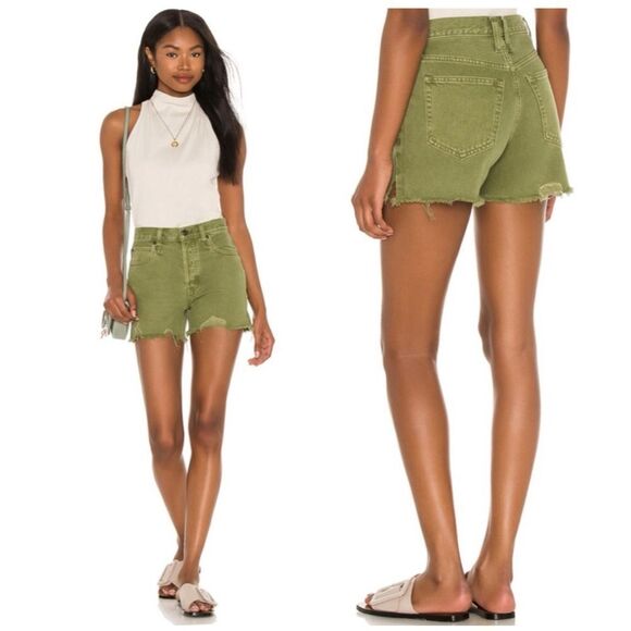 Free People Makai Cut Off Shorts in Olive Green Size 27 - Picture 1 of 13